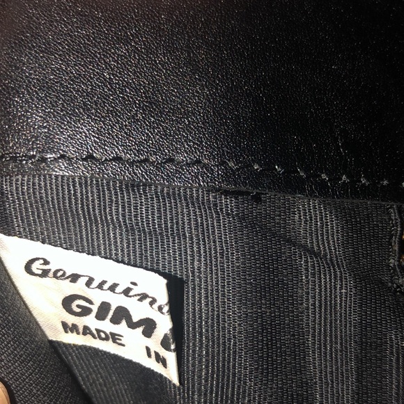 LARGE Rare Vintage Gimbels Black Leather Horsebit Clutch - Picture 5 of 14